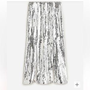 NWT J. Crew Collection silver sequin midi skirt